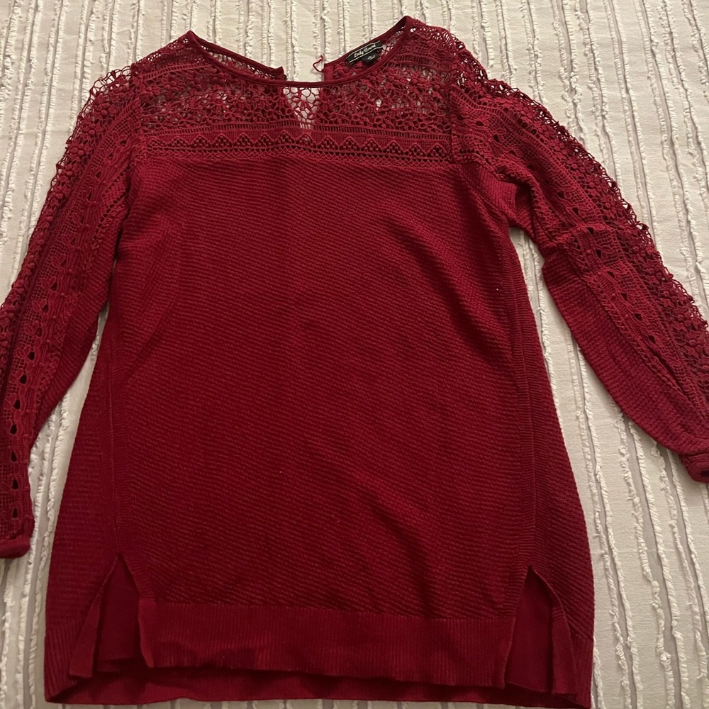 Red Blouse with lace detailing